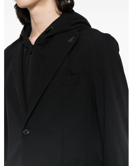Paul & Shark Black Detachable-Hood Single-Breasted Blazer for men