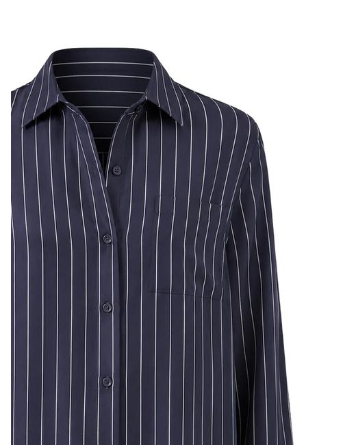 Patrick Assaraf Blue Stripe-Pattern Silk Shirt
