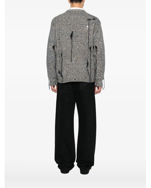 Atomo Factory Gray Distressed Marl-Knit Sweater for men