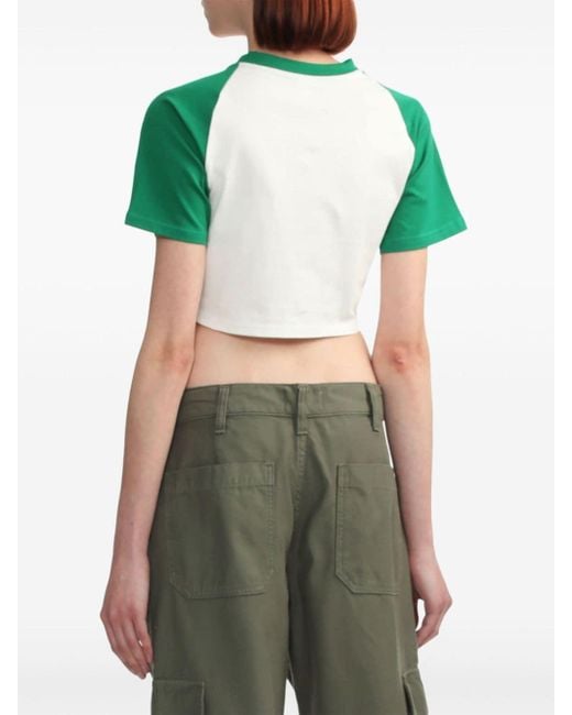 YUHAN WANG Green Cropped-T-Shirt mit Erdbeeren-Print
