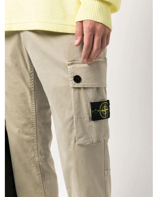 Stone Island Natural Compass-Patch Cargo Trousers for men