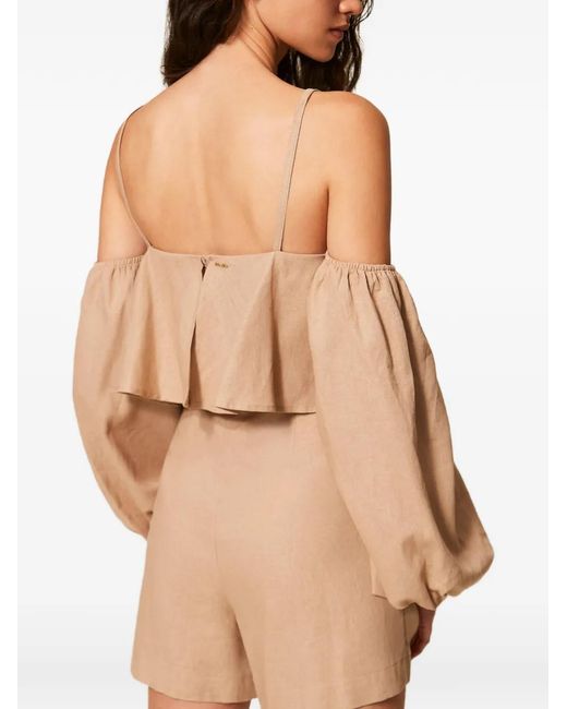 Twinset Natural Lace-Detail Playsuit