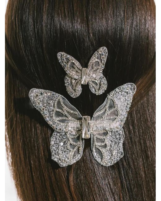 Jennifer Behr Natural Abbie Crystal Butterfly Hair Clip