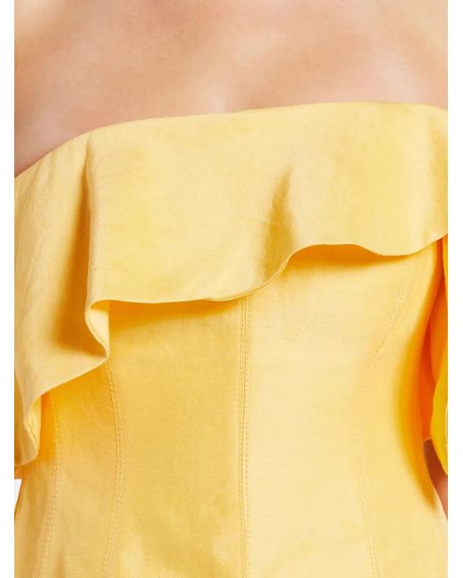 Aje. Yellow Shallows Strapless Gown