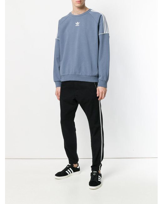 adidas Cotton Pipe Crew Sweatshirt in Blue for Men | Lyst