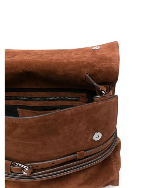 Moschino Brown Belt-Detail Suede Tote Bag