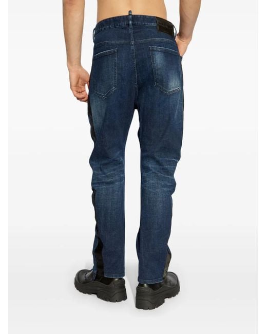 DSquared² Blue Distressed Straight Jeans for men