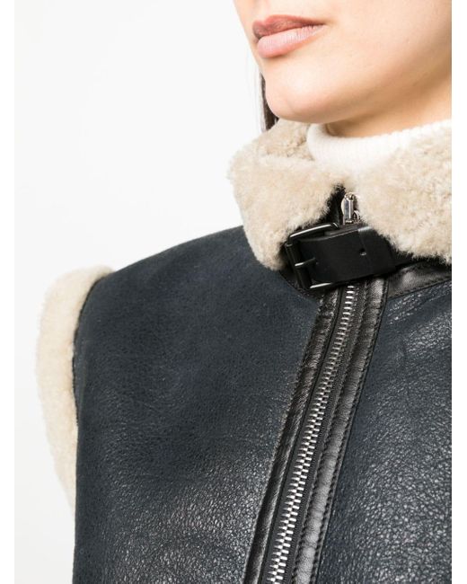 Isabel Marant Black Aviel Leather And Shearling Vest