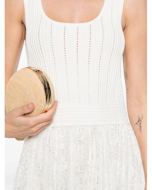 Jonathan Simkhai White Pleated Lace Mini Dress
