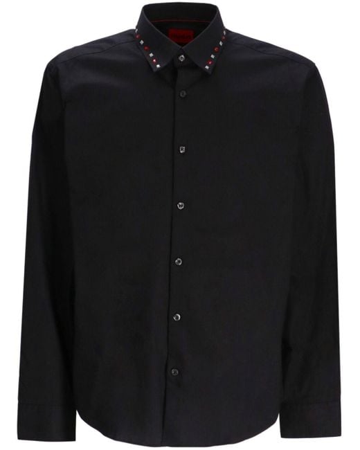 HUGO Black Ermo Studded Shirt for men