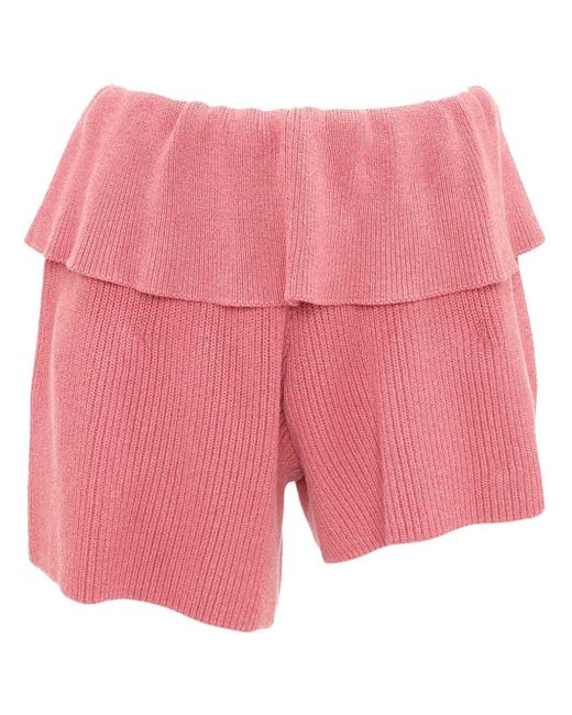 J.W. Anderson Pink Asymmetric Knitted Shorts