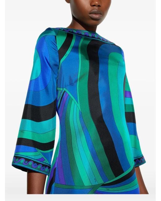 Vestido estilo túnica con estampado abstracto Emilio Pucci de color Blue