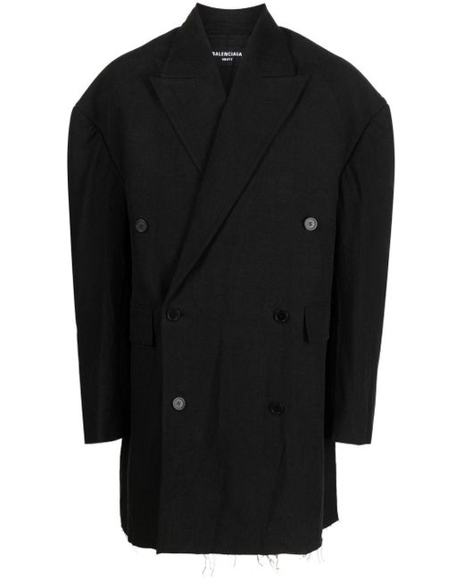 Balenciaga Doppelreihiger Oversized-Mantel in Black für Herren