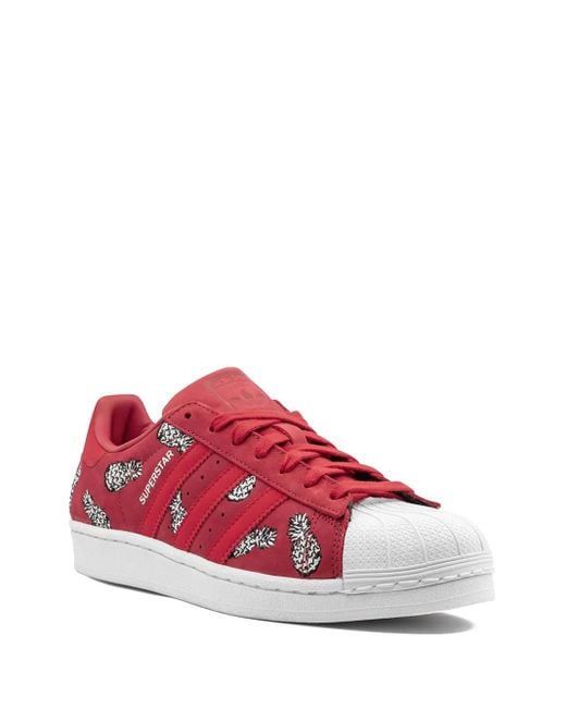 Adidas Red Superstar Low-Top Sneakers