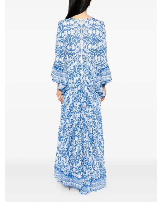 Alice + Olivia Blue Selene Pleated Dress
