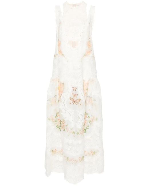 Zimmermann Natura Lace Patch Dress in White | Lyst