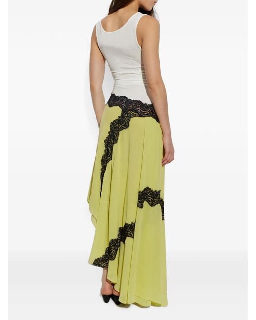 Christopher Esber White Lace-Insert Asymmetric-Hem Tank Dress