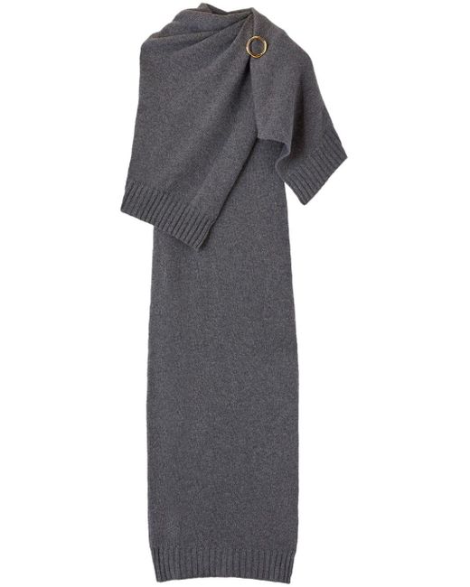 Jil Sander Gray Ring-detail Knitted Maxi Dress