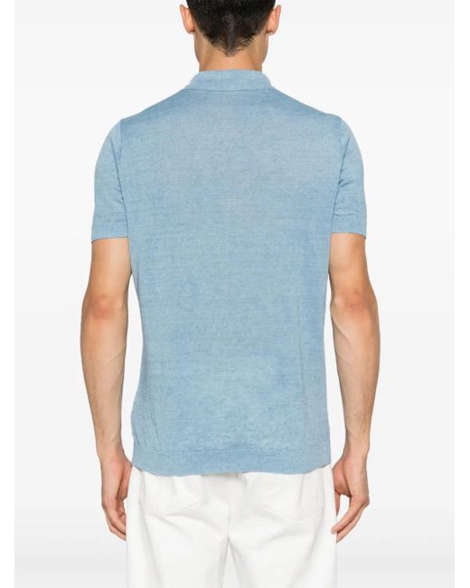 Paul & Shark Blue Linen Polo Shirt for men