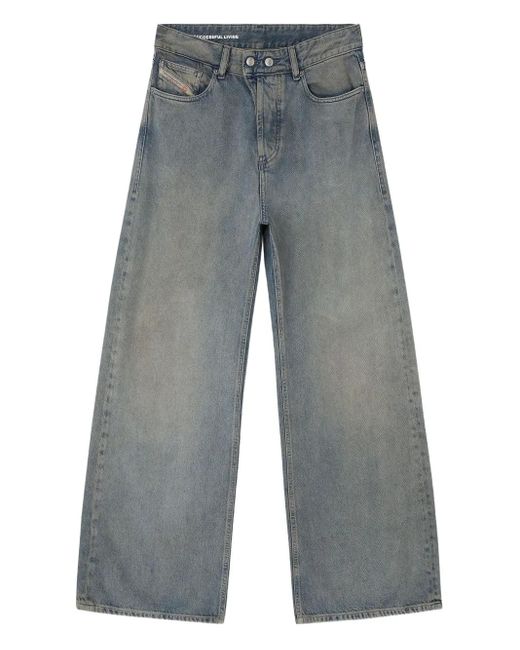 DIESEL Gray D-Sire 09n24 Wide-Leg-Jeans mit tiefem Bund