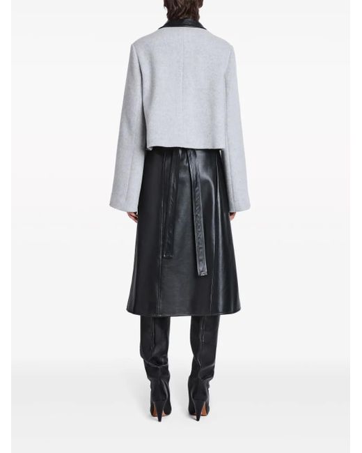 Proenza Schouler Gray Bridget Leather-Collar Cropped Jacket