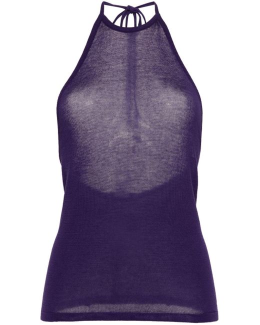 Lemaire Purple Open-back Knitted Halterneck Top