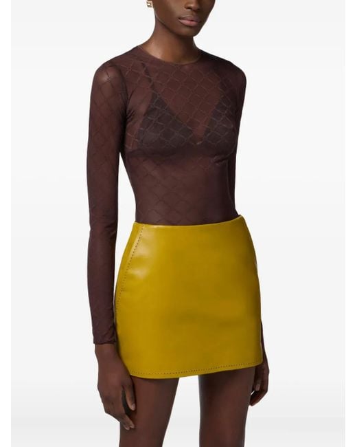 Elisabetta Franchi モノグラム ボディスーツ Purple