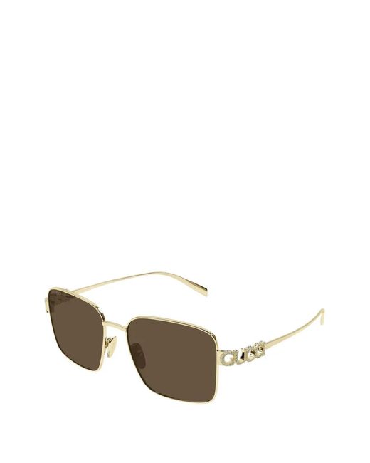 Gucci Metallic Logo Square-Frame Sunglasses
