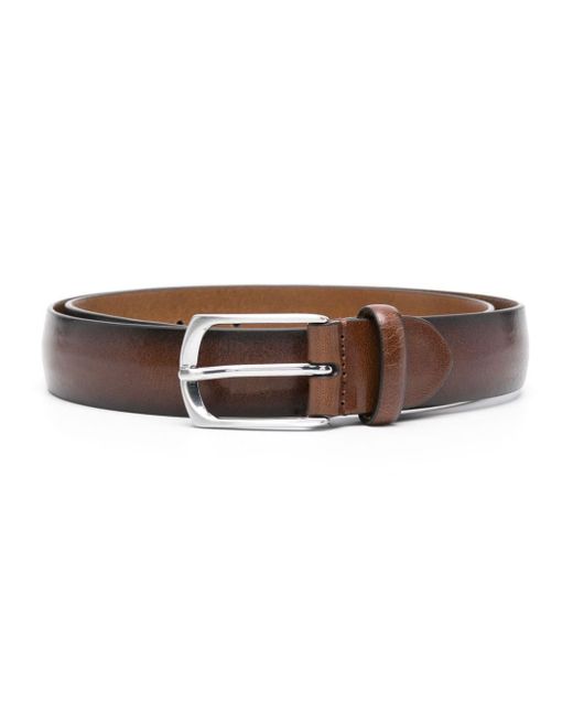 Canali Smooth-grain Leather Belt in het Brown voor heren