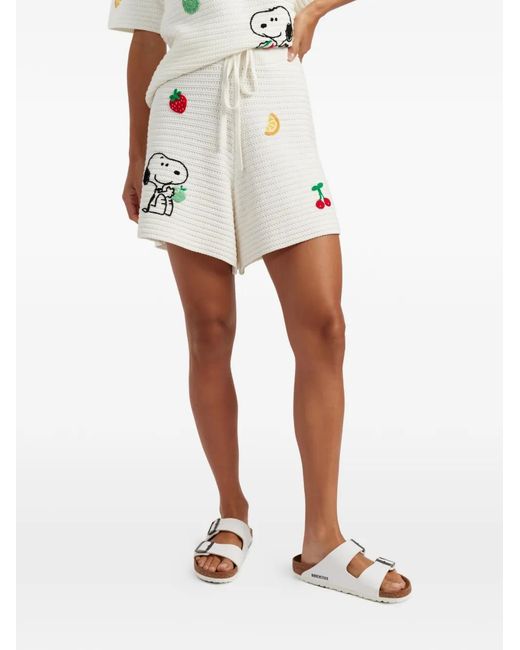 Chinti & Parker White Gehäkelte Snoopy Shorts