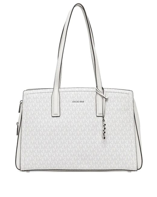 MICHAEL Michael Kors White Laila Monogram Tote Bag