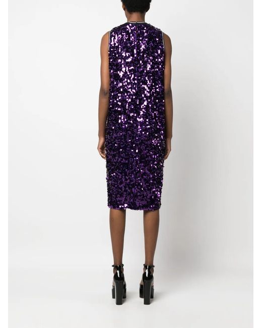 Plan C Purple Colour-Block Sequin Midi Dress