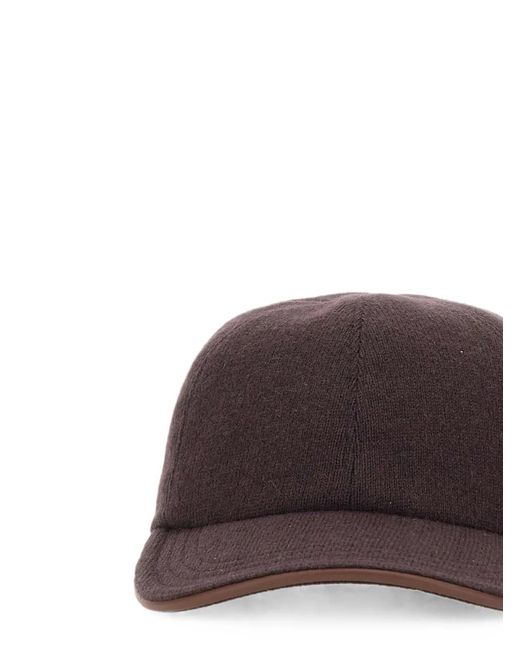 Eleventy Brown Felted Cashmere Baseball Cap for men