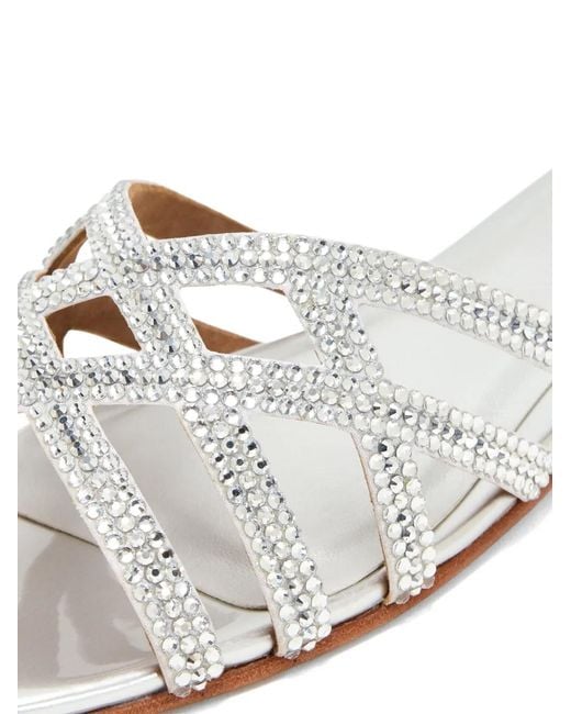 Nicoli White Zuri Crystal Embellished Sandals