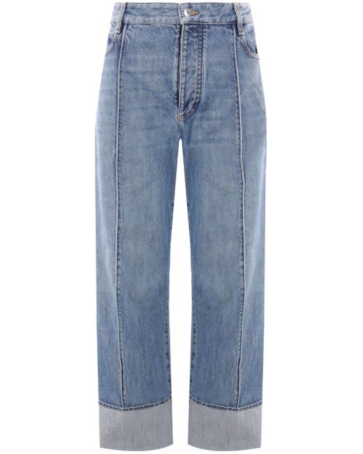 Jeans crop a gamba ampia di Bottega Veneta in Blue