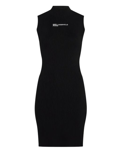 Karl Lagerfeld Black Logo-Print Mini Dress