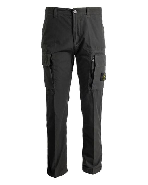 Stone Island Gray Compass-Motif Cargo Pants for men