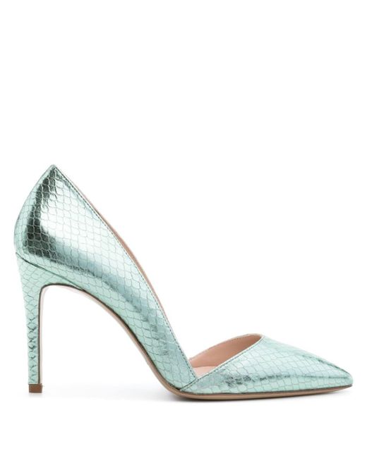P.A.R.O.S.H. Green Snakeskin-effect Leather Pumps