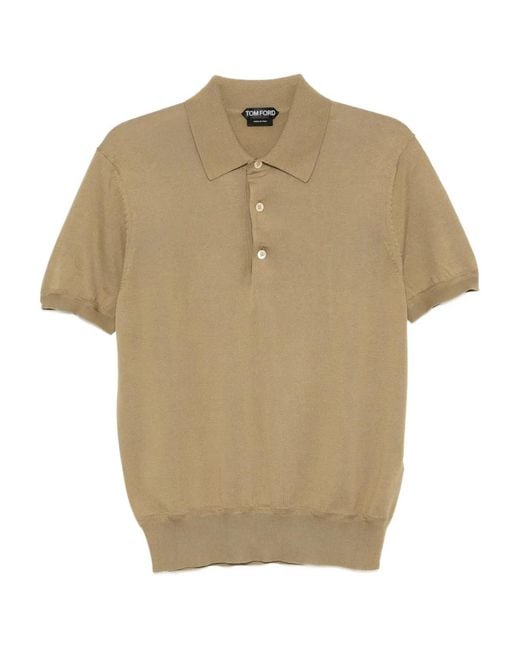 Tom Ford Natural Knitted Polo Shirt for men