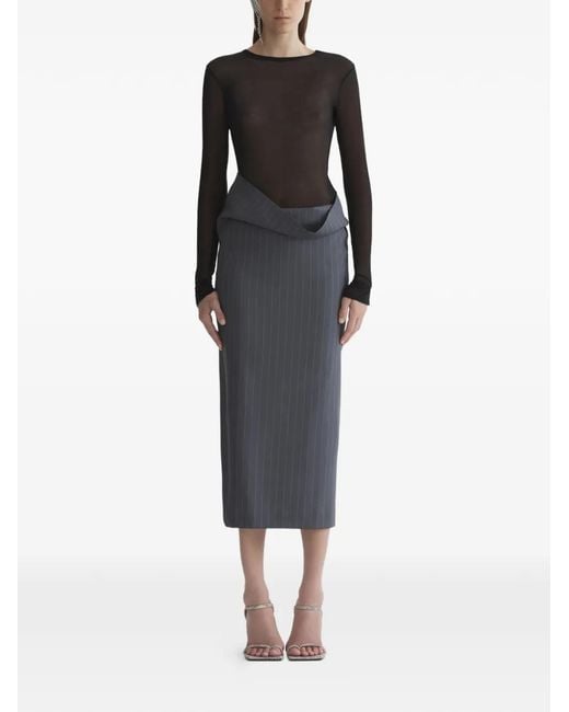 Mugler Black Pinstripe Split Skirt