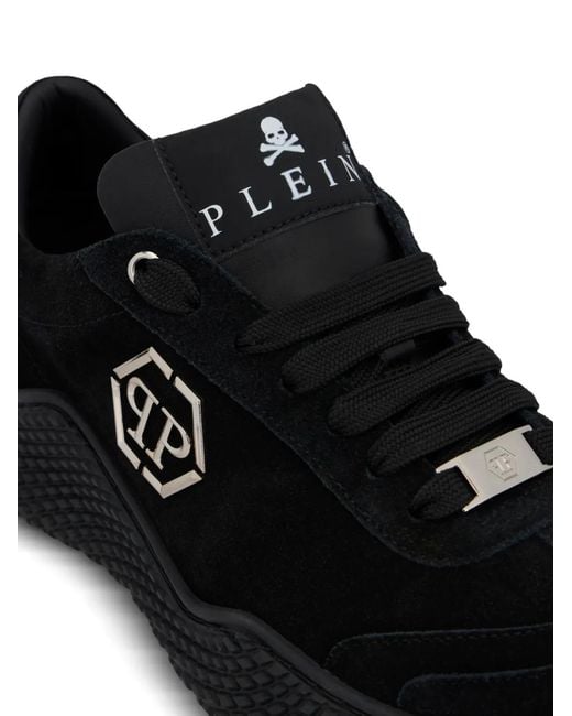 Philipp Plein Black Hexagon Runner Lace-Up Sneakers
