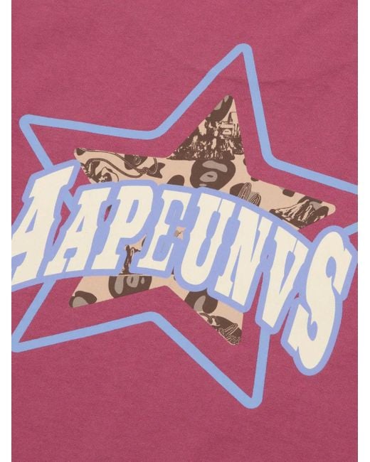 Aape By A Bathing Ape Pink Graphic Star-Print T-Shirt