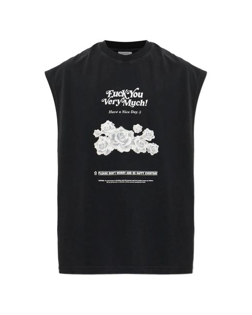 Vetements Black Graphic-Print Sleeveless T-Shirt for men