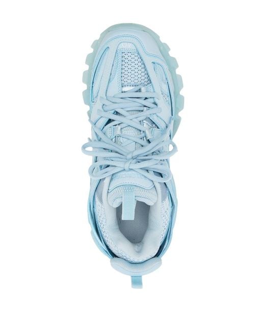 Balenciaga Leer Track Sneakers Met Doorzichtige Zool in het Blauw - Lyst