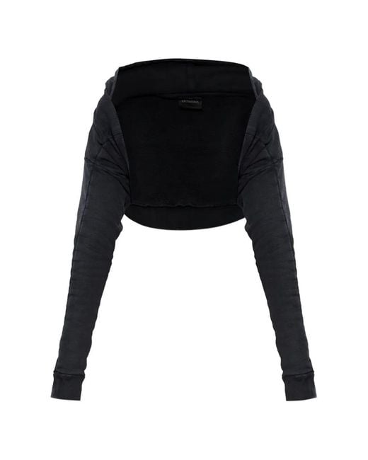 Balenciaga Black Gathered Long-Sleeves Hoodie