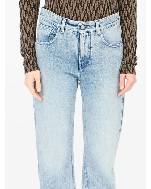 MM6 by Maison Margiela Blue Five-Pocket Split-Leg Denim Pants