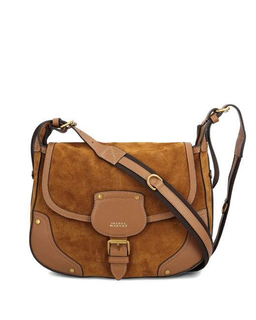 Isabel Marant Brown Sierra Buckle-Fastening Suede Cross Body Bag