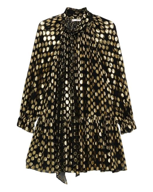 Ulla Johnson Black Gerüschtes Loretta Minikleid mit Polka Dots