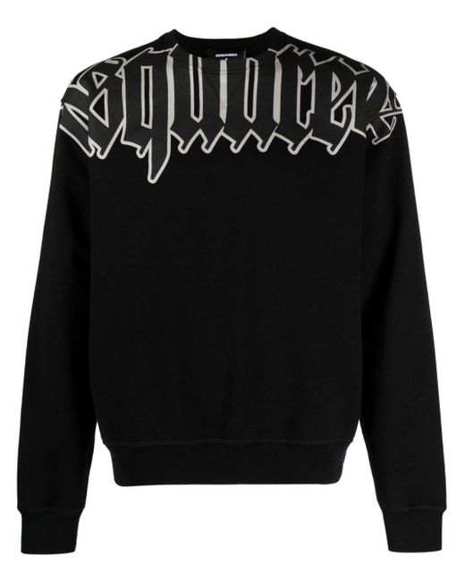 DSquared² Black Logo Printed Crewneck Sweatshirt for men