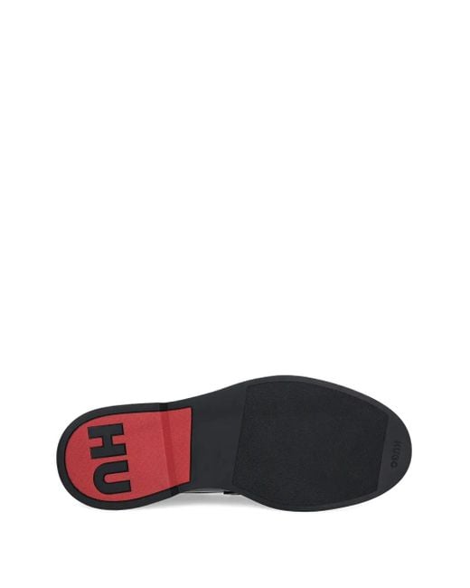 HUGO Black Leather Loafers for men